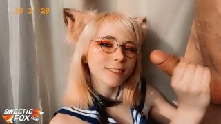 Édes rókácska szopja a szomszéd fazsát és lenyelet mindent cosplayben
